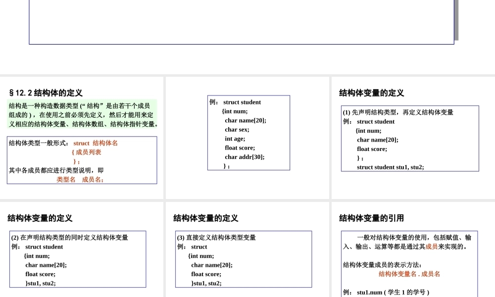 C语言程序设计结构体和共用体完整版PPT专业课件