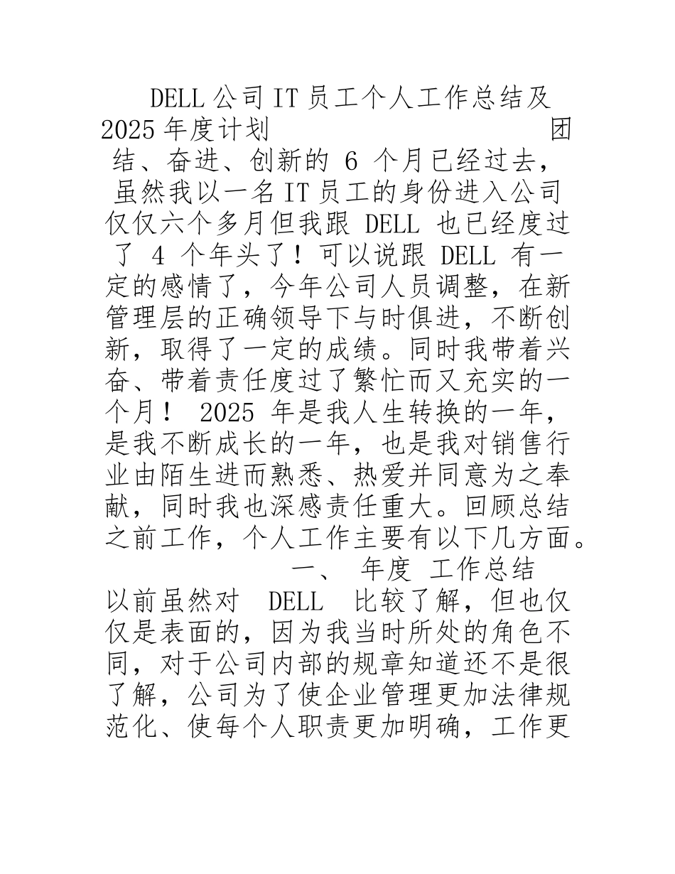 DELL公司IT员工个人工作总结及2010年度计划_第2页