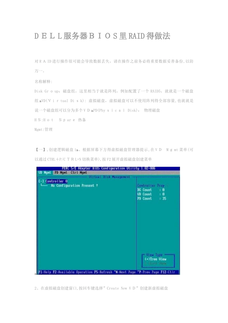 DELL服务器BIOS的RAID做法及热备盘_第1页