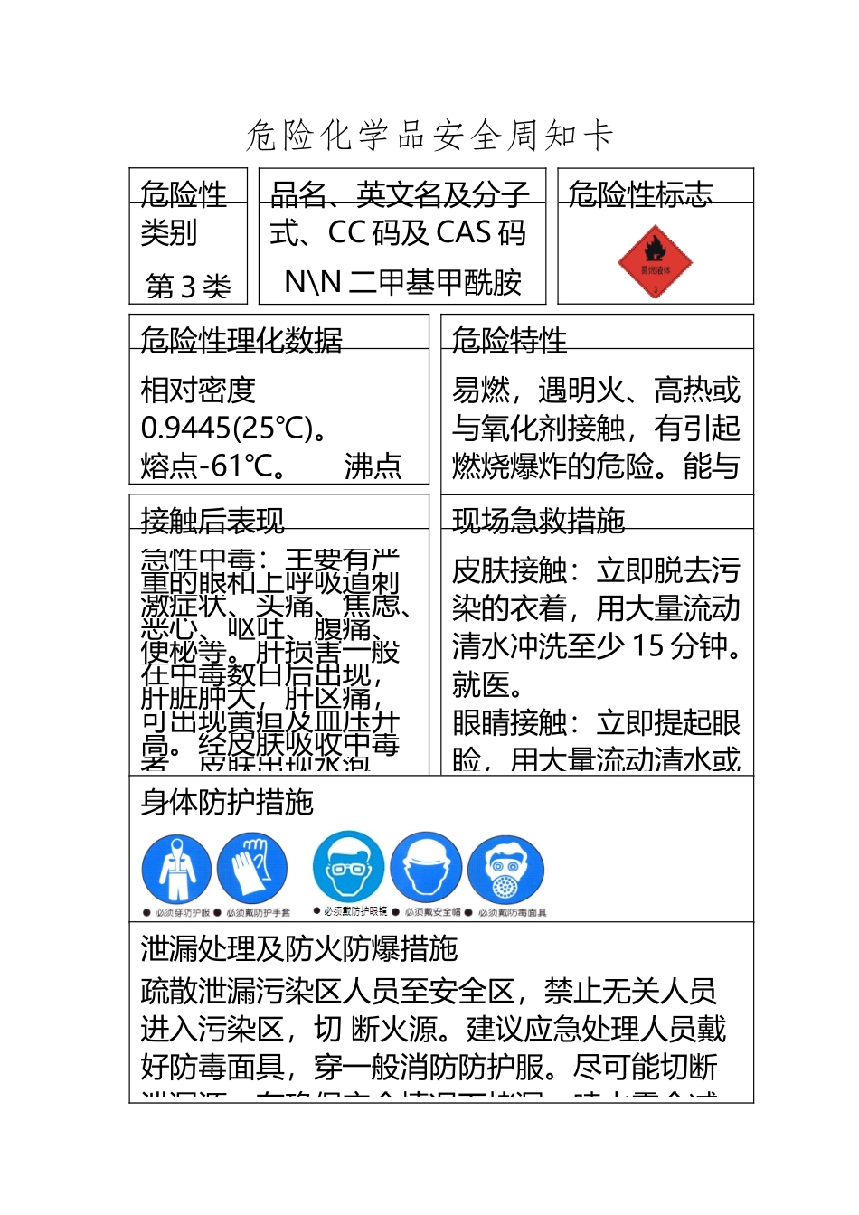 DMF危险化学品安全周知卡_第2页