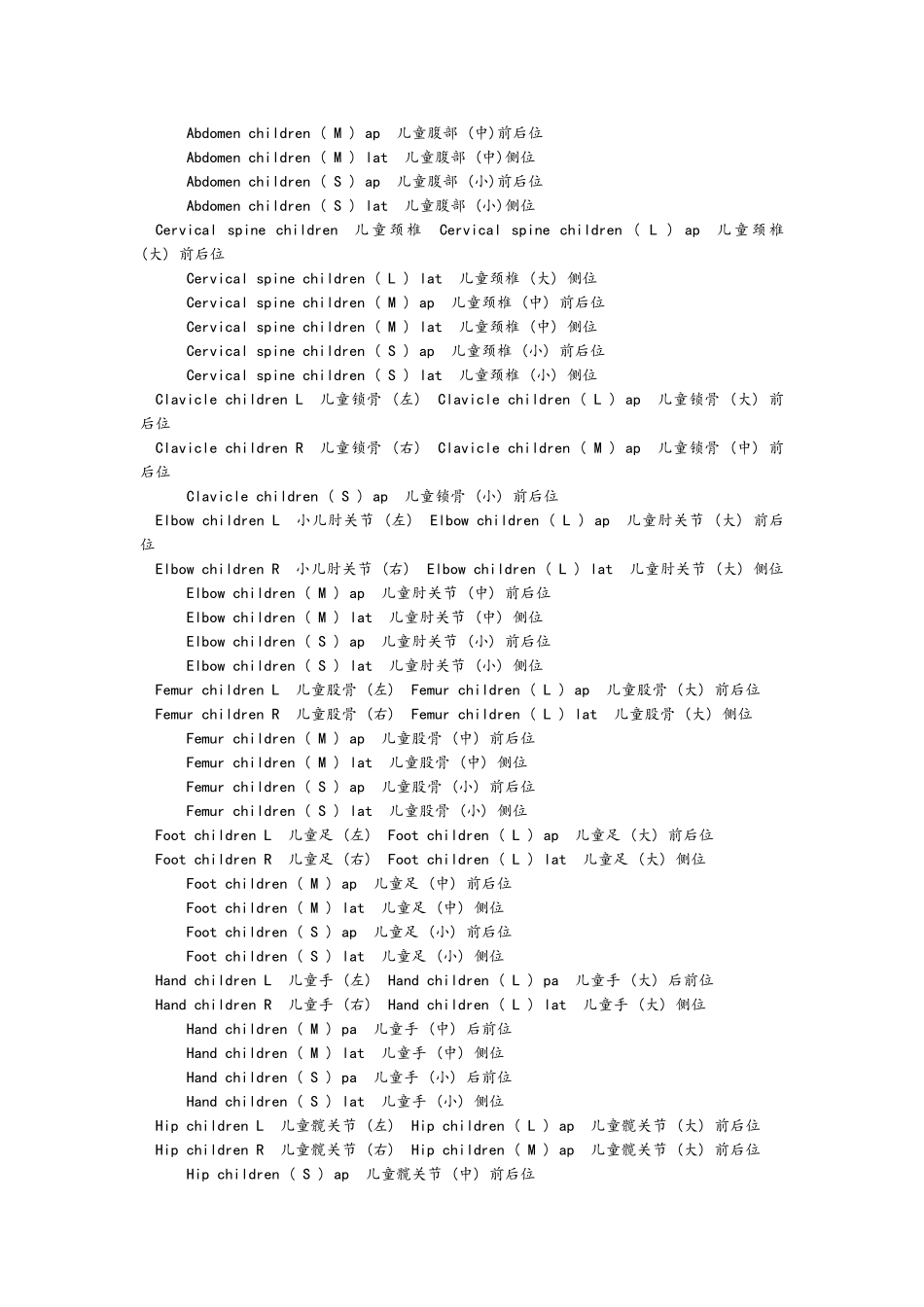 DR拍片部位英文_第2页