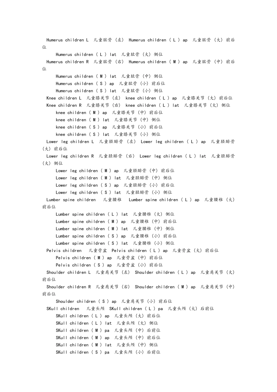 DR拍片部位英文_第3页