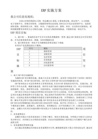 ERP实施方案计划书