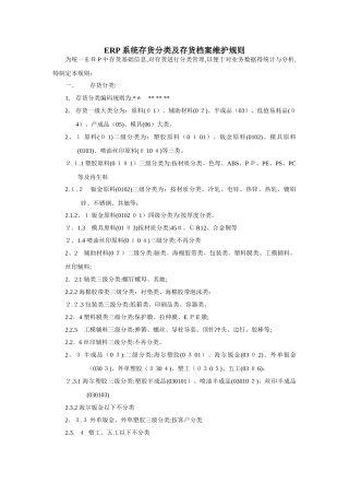 ERP系统存货分类及存货编码维护规则