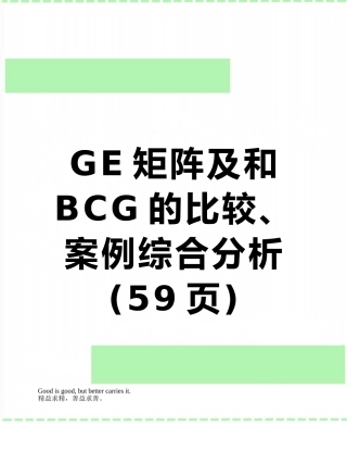 GE矩阵及和BCG的比较、案例综合分析