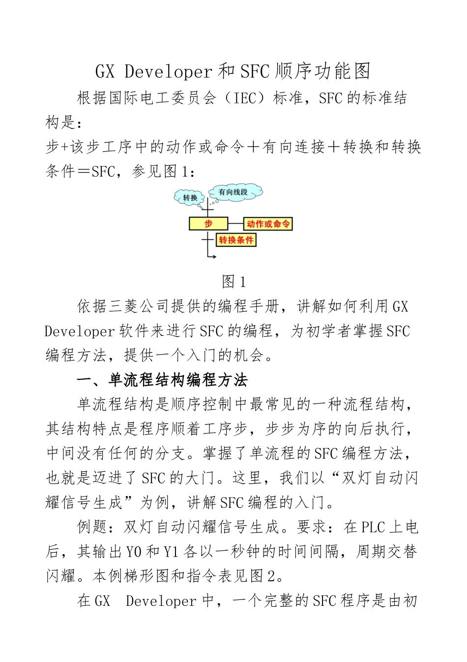 GX-Developer编写SFC流程图简要总结_第1页