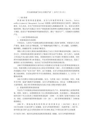 HSE持续改进计划