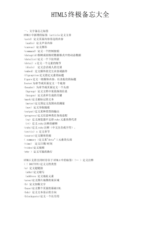 HTML5标签属性备忘