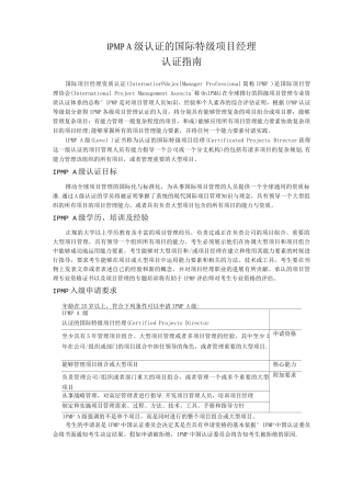 IPMPA级国际特级项目经理