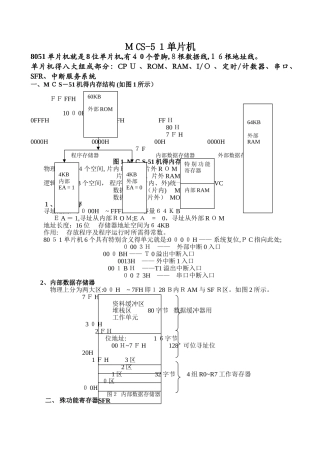 MCS-51单片机复习要点