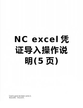 NC-excel凭证导入操作说明
