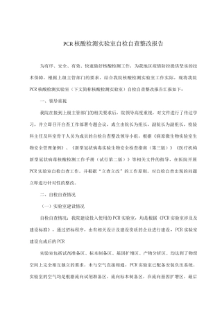 PCR核酸检测实验室自检自查整改报告