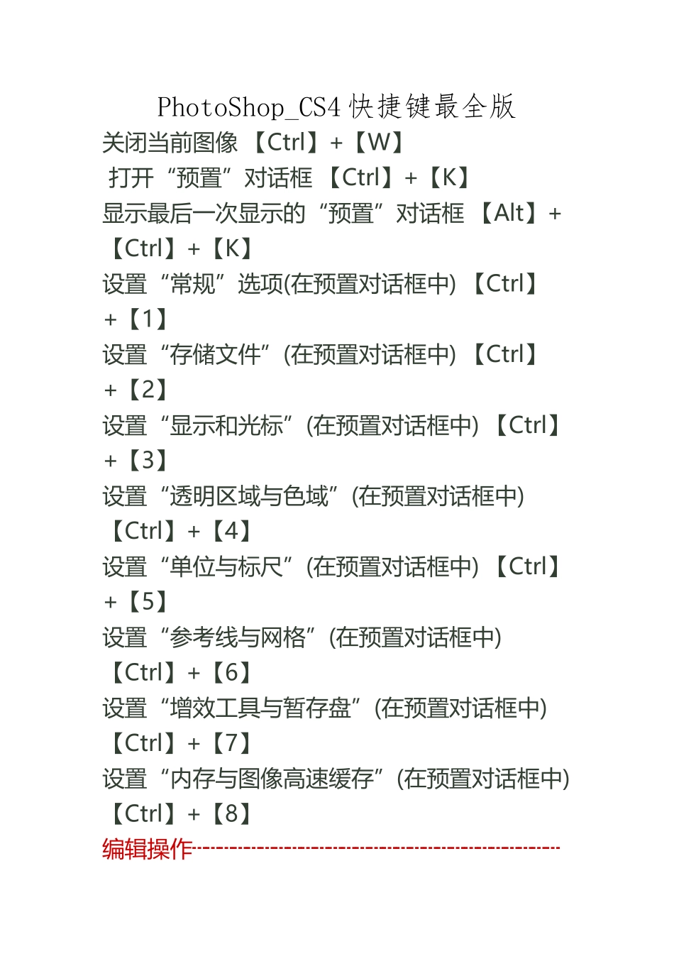 PhotoShop-CS4快捷键最全版_第2页