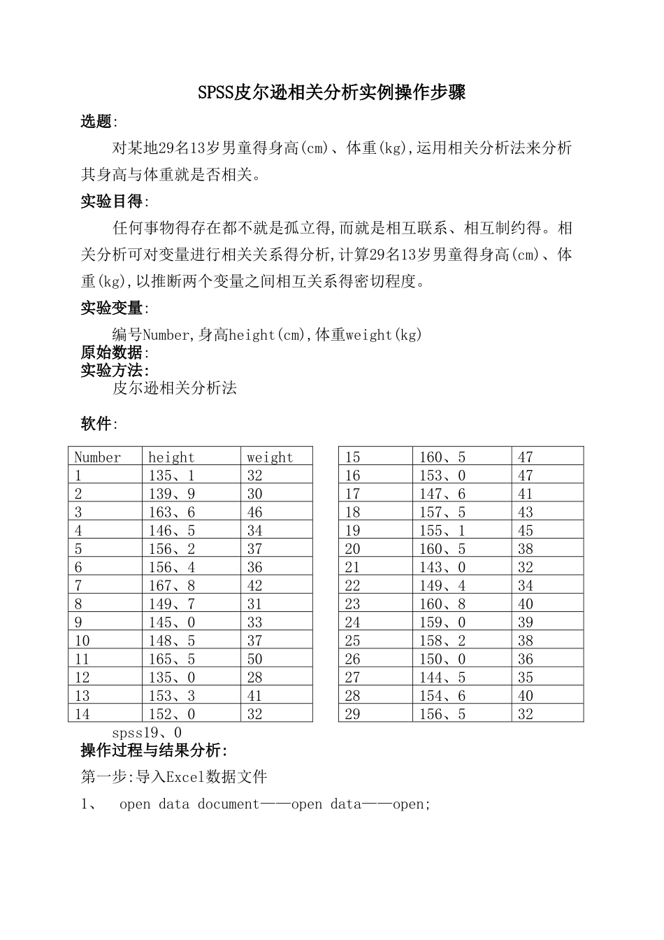 SPSS皮尔逊相关分析实例操作步骤_第1页