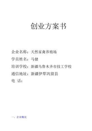SYB养殖厂创业计划书