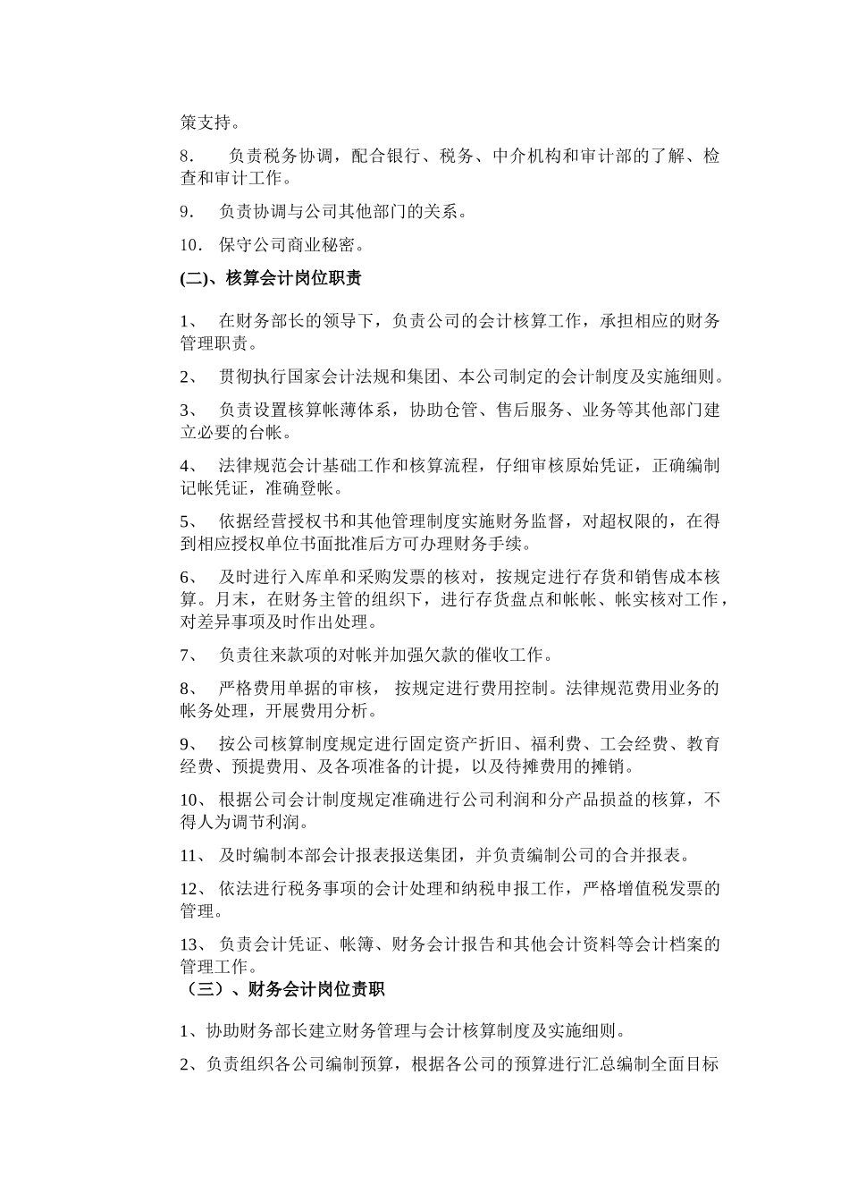 TCL文化发展公司财务人员岗位职责_第2页