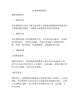 ur服装调研报告