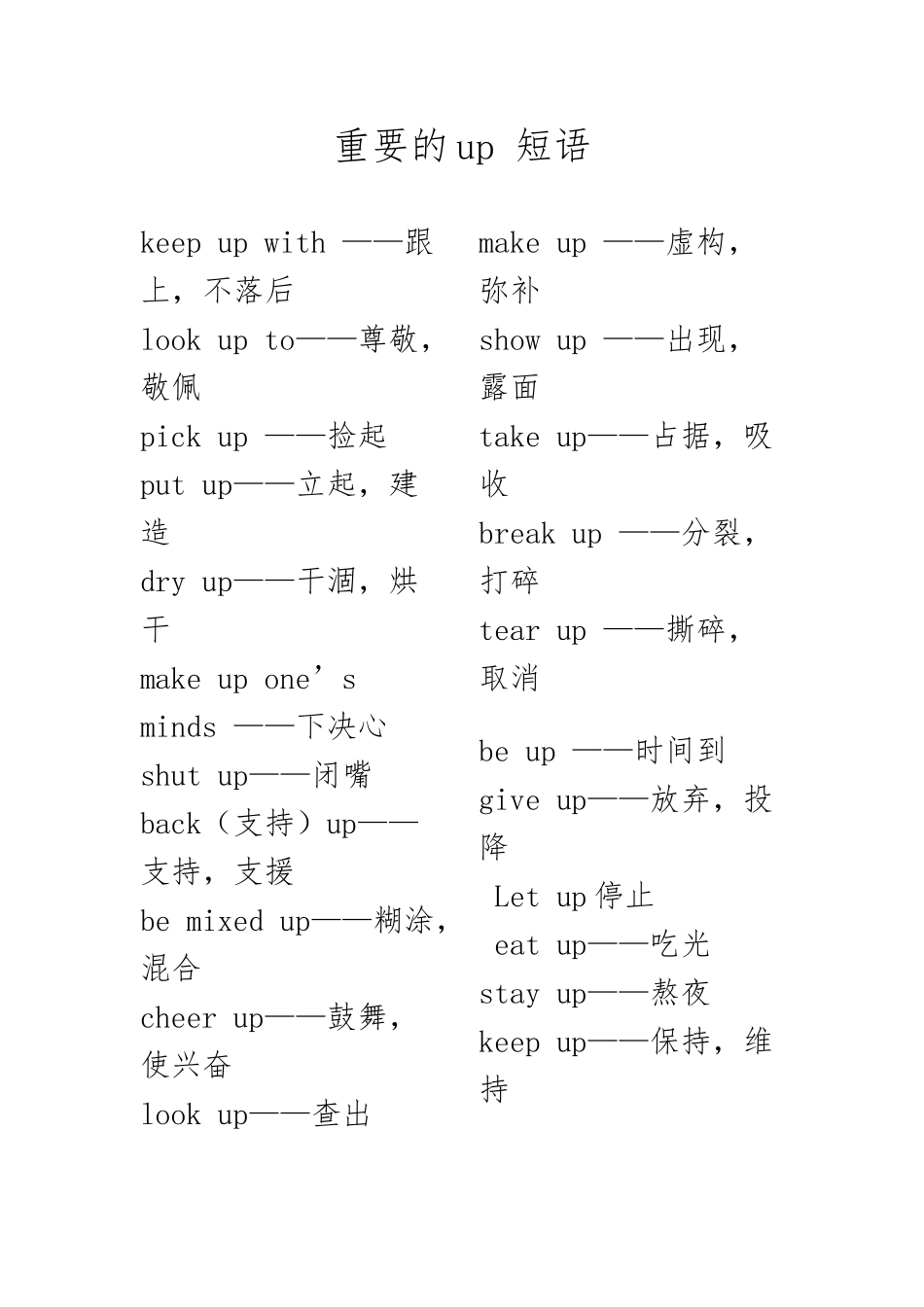 up短语-高中版汇总_第2页