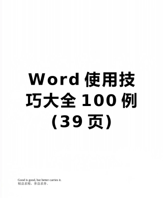 Word使用技巧大全100例