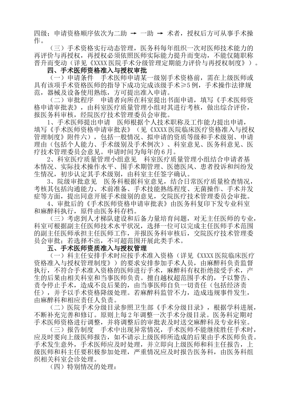 XXXX医院手术医师资格分级授权管理制度_第2页
