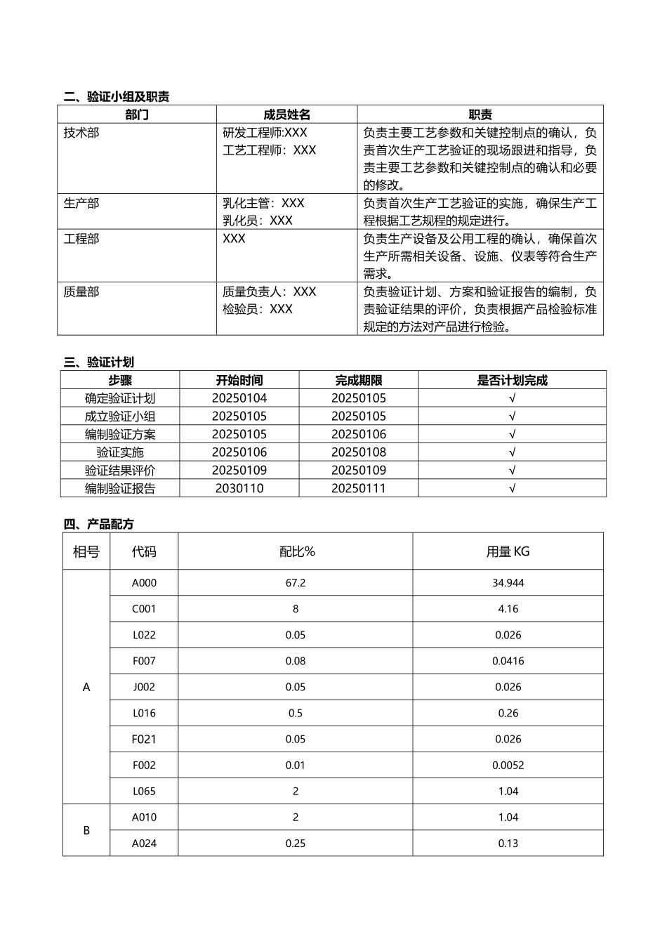 XXX化妆品生产工艺验证报告_第2页