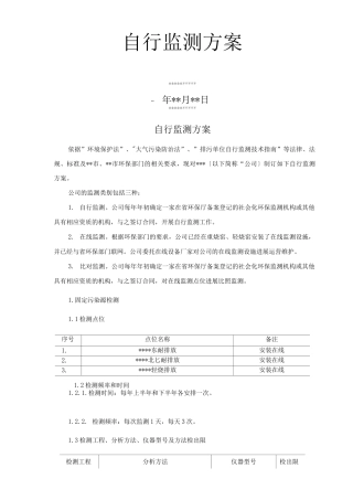 XXX有限公司自行监测方案