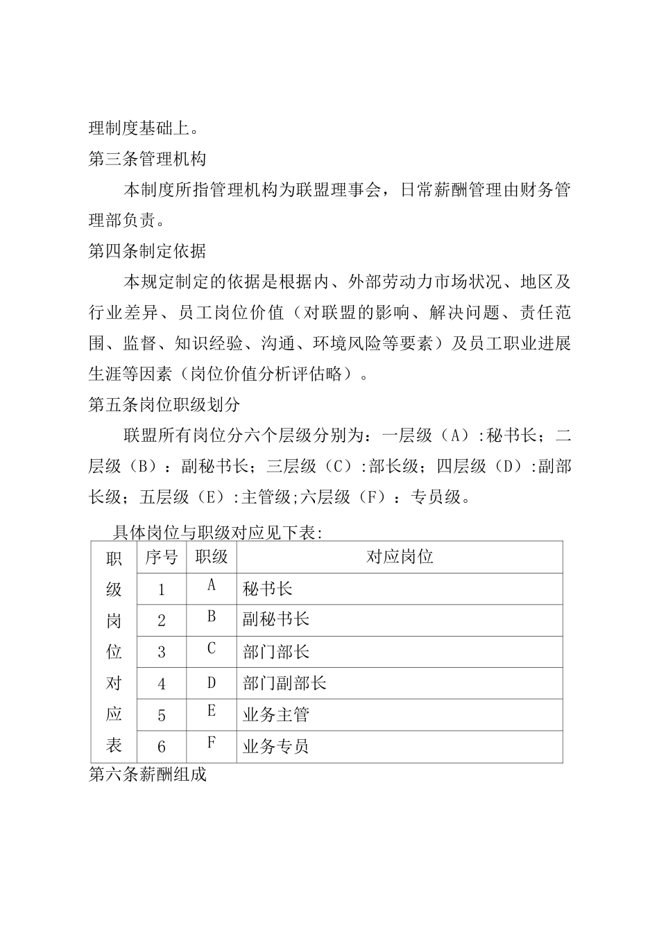 XX产业联盟薪酬管理制度模版_第2页