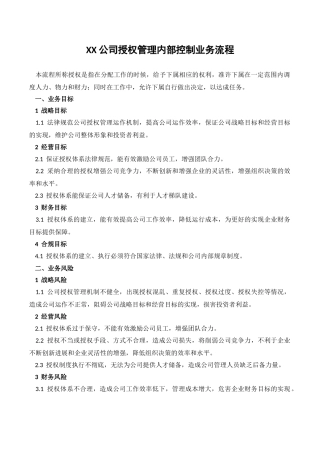 XX公司授权管理内部控制业务流程
