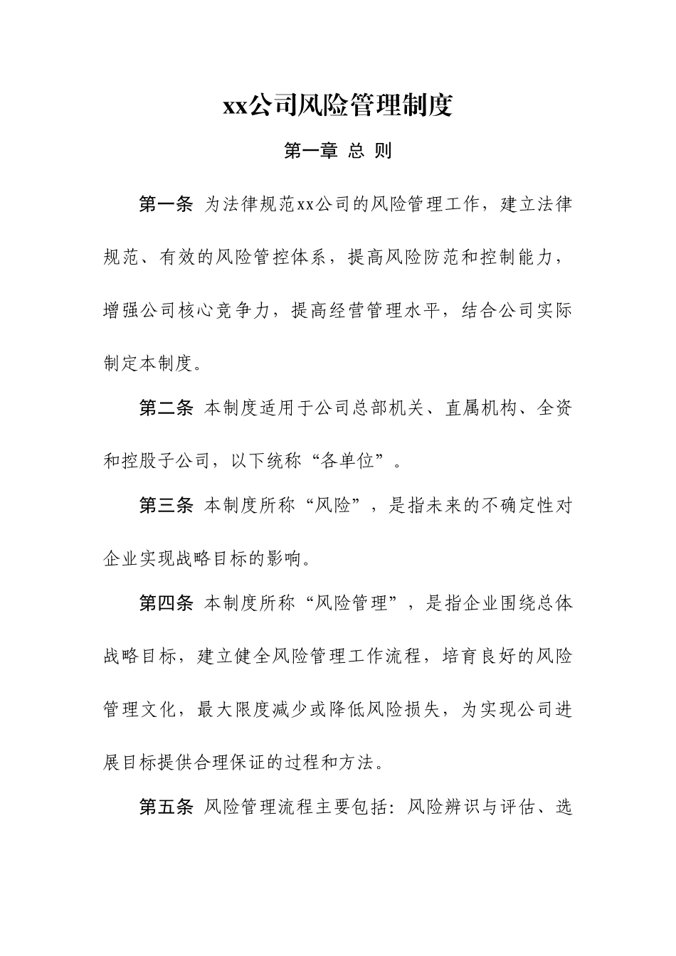 xx公司风险管理制度_第1页