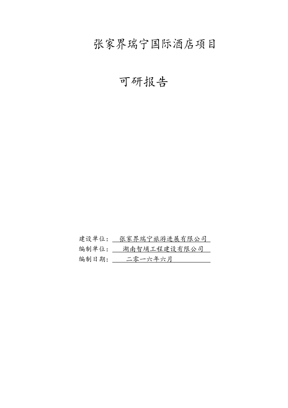 XX国际酒店可研报告_第1页