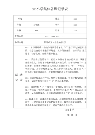 xx老师集体评课记录表