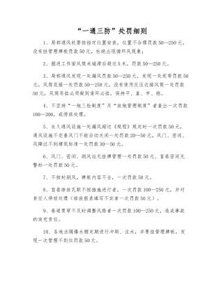 “一通三防”处罚细则