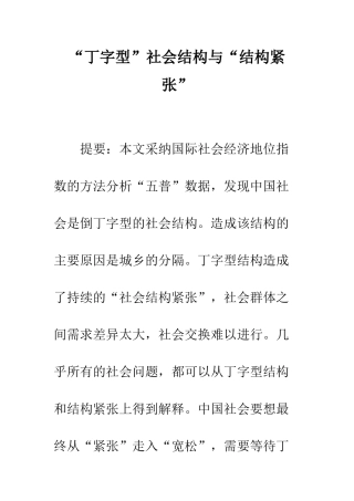 “丁字型”社会结构与“结构紧张”