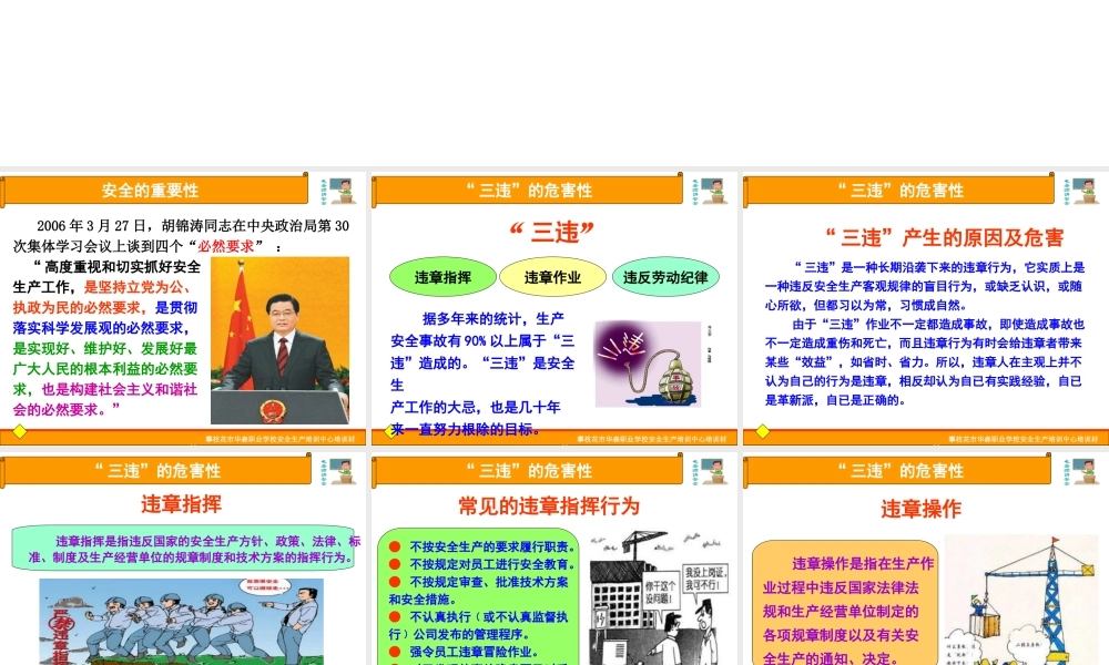 “三违”的危害性专题培训课件