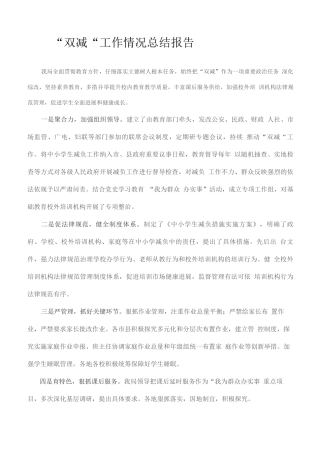 “双减”工作情况总结报告