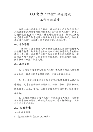 “双控”体系建设工作方案