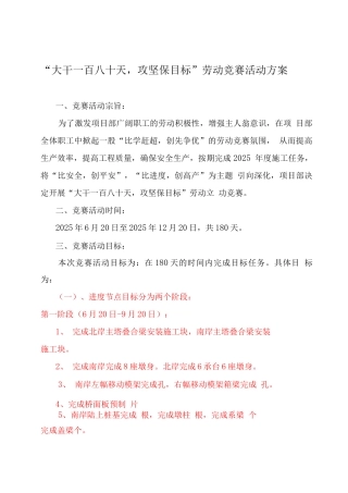 “大干一百天-攻坚保目标”劳动竞赛活动方案