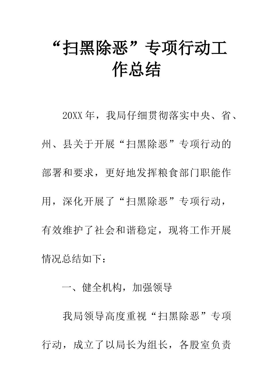 “扫黑除恶”专项行动工作总结_第1页