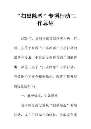 “扫黑除恶”专项行动工作总结