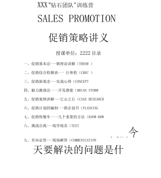 “钻石团队”训练营促销策略规划讲义