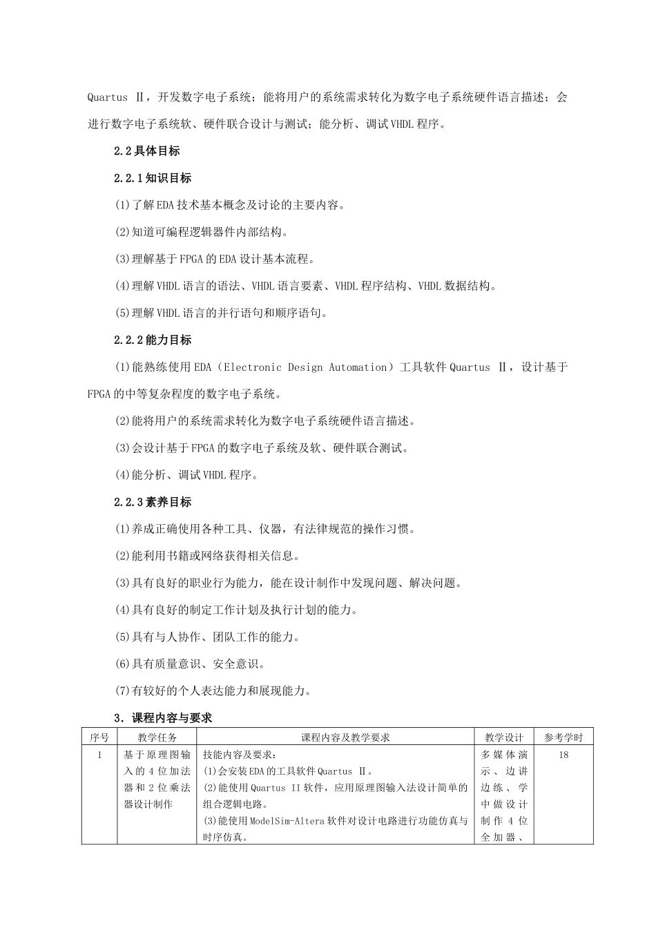 《FPGA应用技术》课程标准_第2页