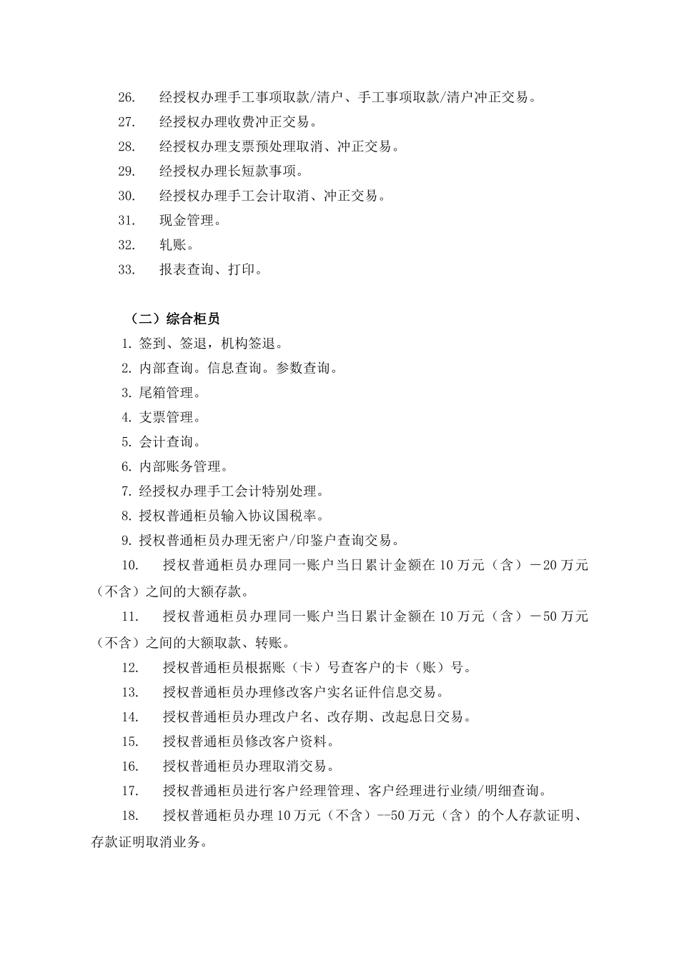 《代理营业机构业务管理制度选编》---柜员岗位权限及安全防范管理规定_第2页
