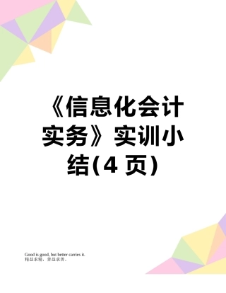 《信息化会计实务》实训小结