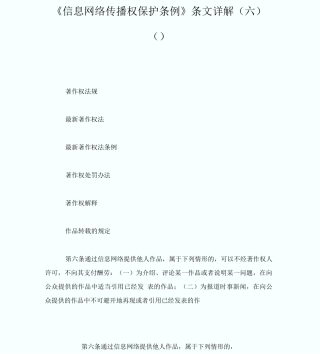 《信息网络传播权保护条例》条文详解