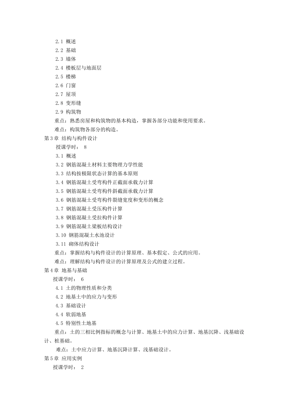《土建工程基础》课程教学大纲_第2页