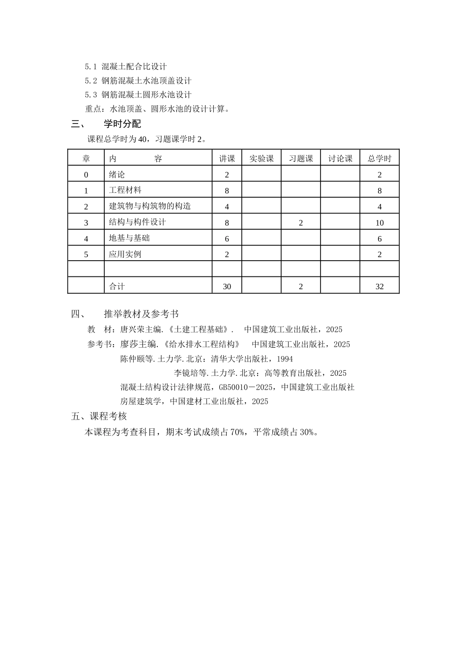 《土建工程基础》课程教学大纲_第3页