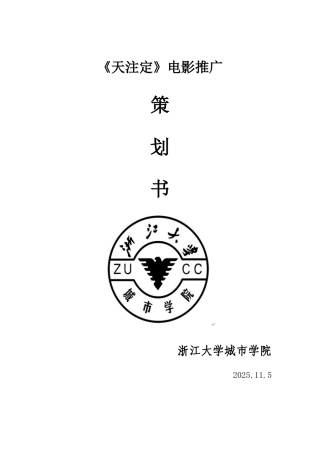 《天注定》电影推广策划书