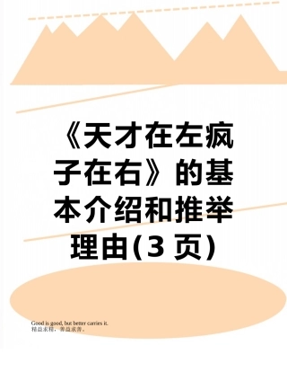 《天才在左疯子在右》的基本介绍和推荐理由