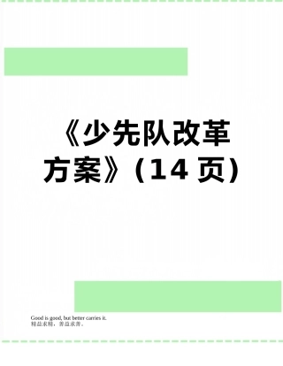 《少先队改革方案》