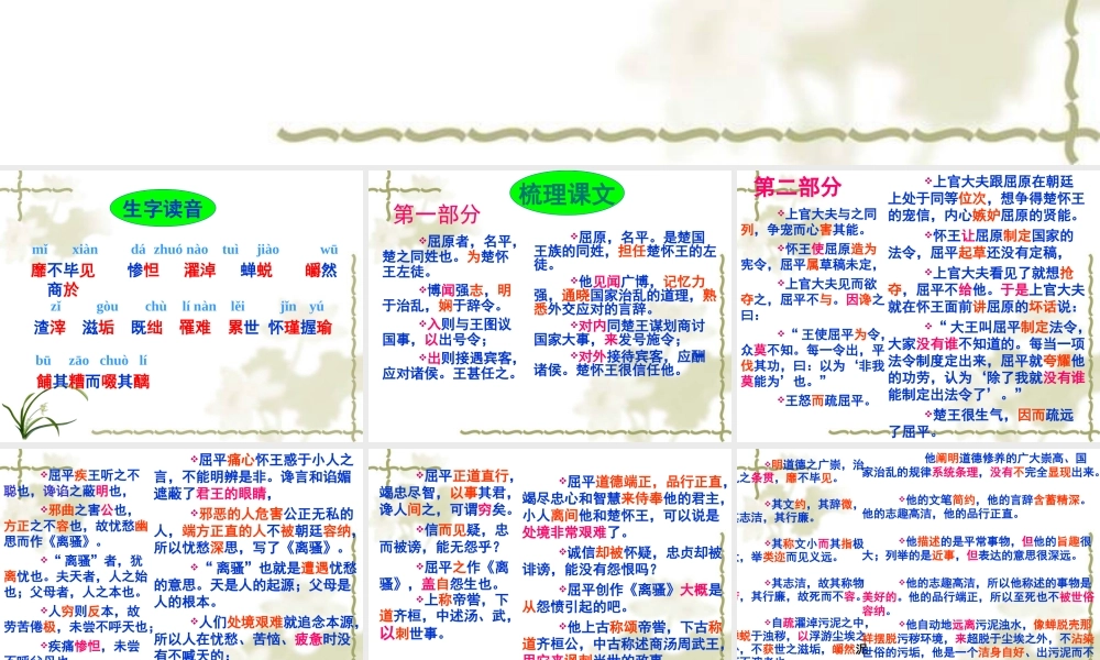 《屈原列传》全面翻译专题培训课件